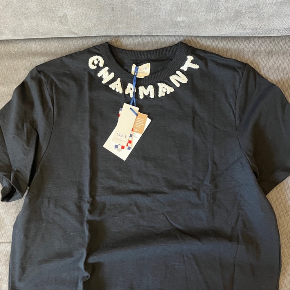 Clare V. x Monoprix black tee Charmant Charmant NWOT, size M